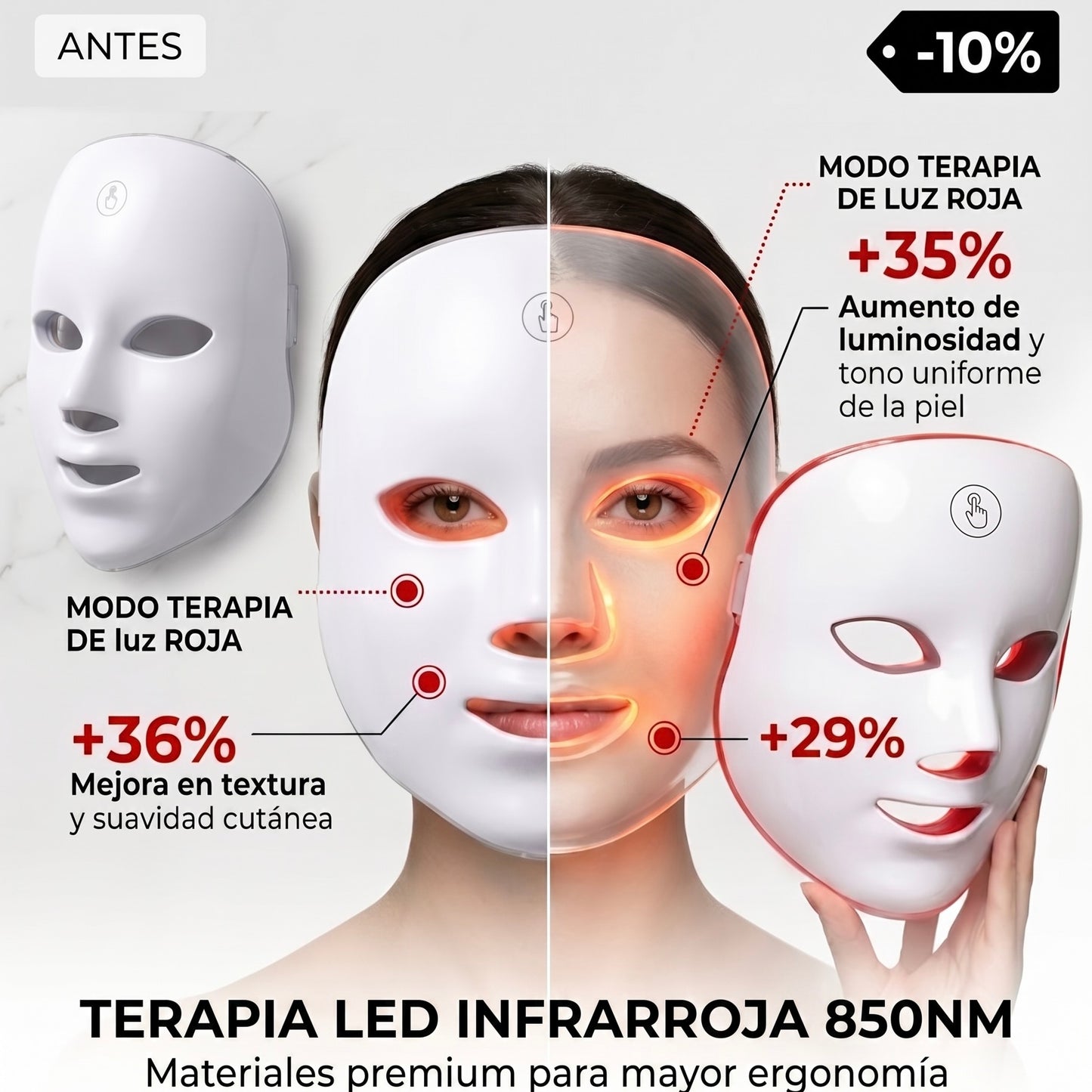 Máscara facial LED